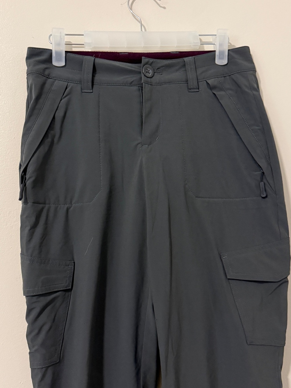 Eddie Bauer Cargo Pants Size 0 Gray Fleece Lined Stretch Hiking